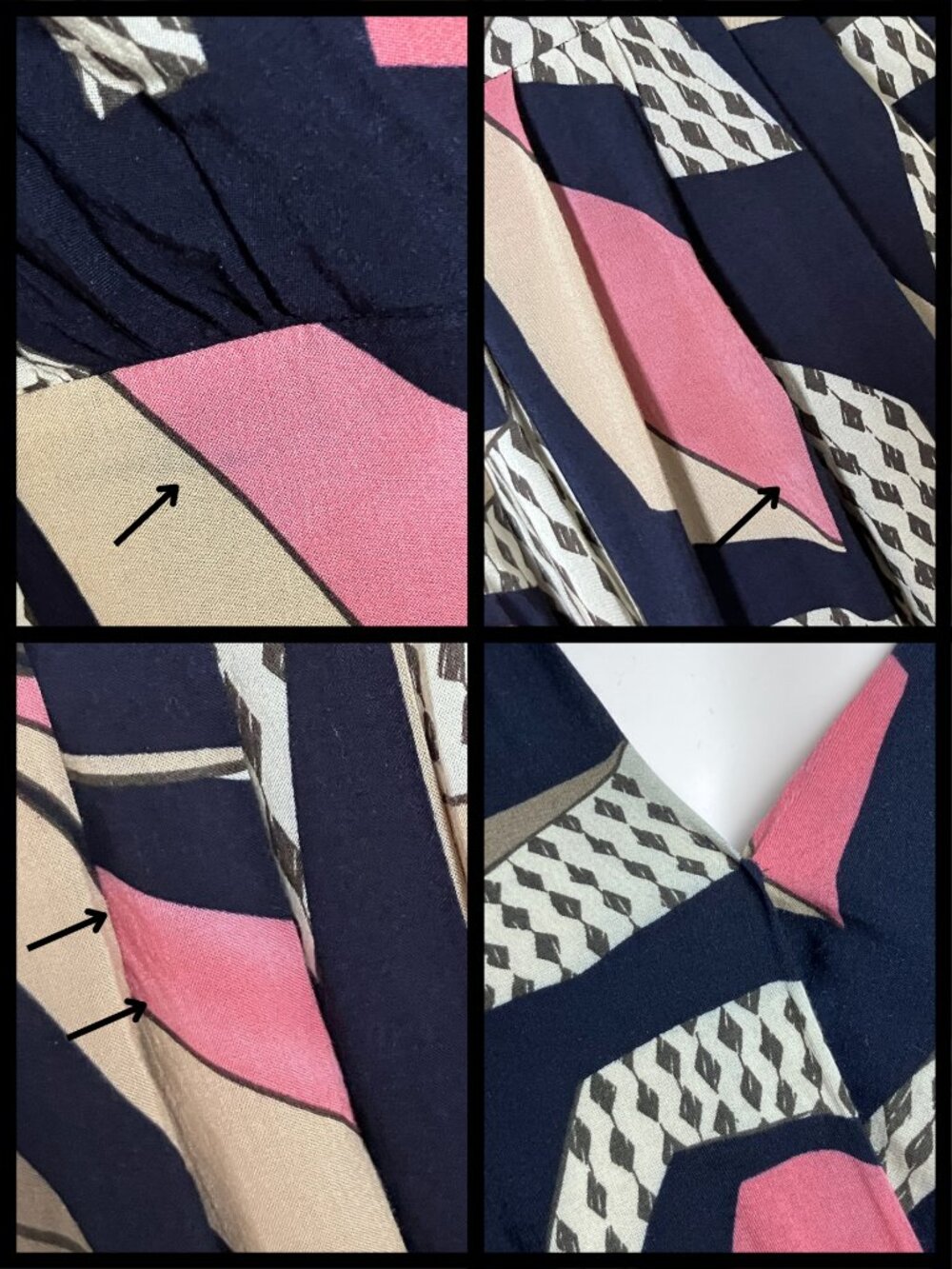 Aryeh Navy Geometric Print Fit & Flare Midi Dress. Medium. Retro Twee Bauhaus - Picture 11 of 11